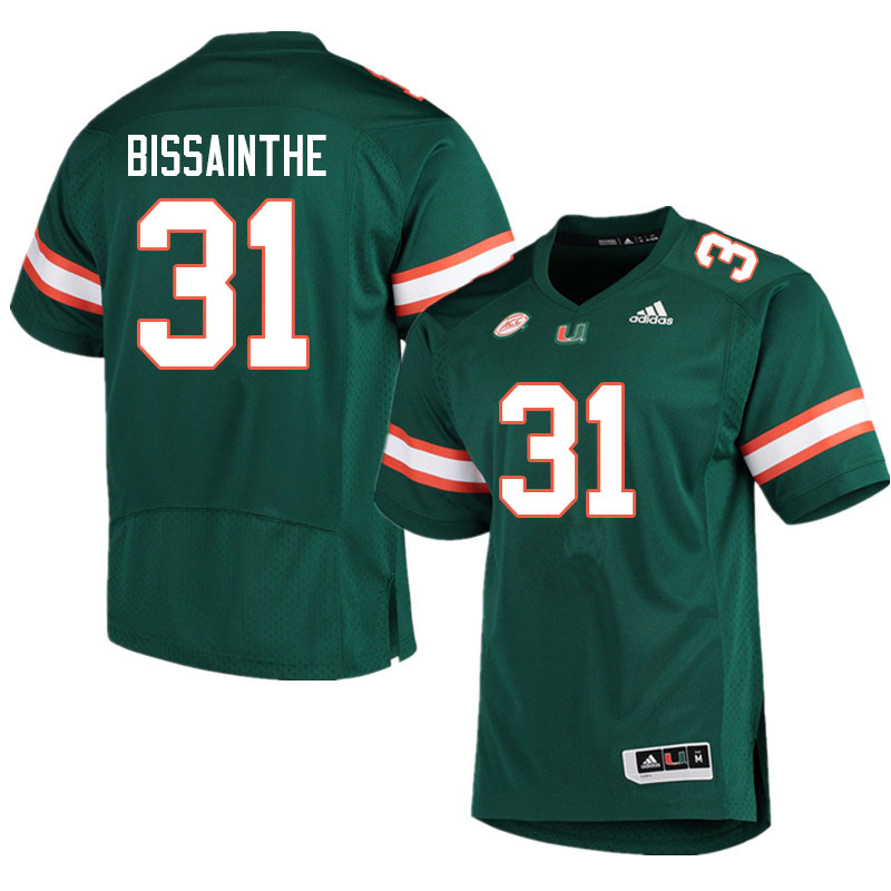 Men #31 Wesley Bissainthe Miami Hurricanes College Football Jerseys Sale-Green - Click Image to Close